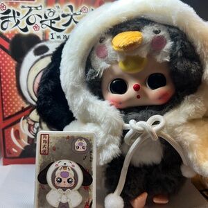 Kawaii Baby Three I am Not a Warrior Plushy Penguin Dog cape bag charm keychain